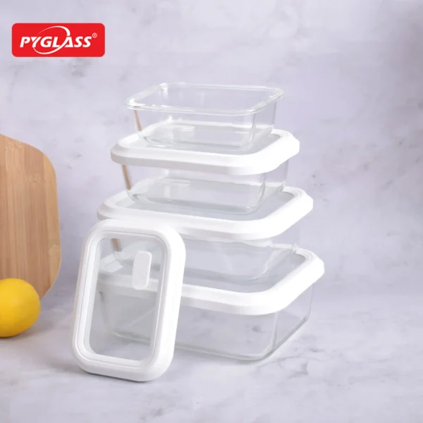 Bpa-free borosilicate glass bento box silicone sleeve